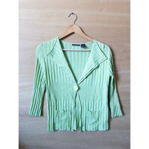 y2k Knit Cardigan Sweater Knit‎ Open Front Career Casual Green S